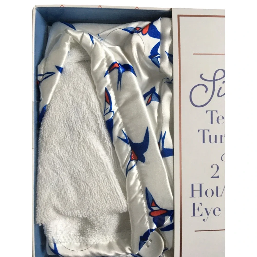 Tru Spa Silk Terry Turban & 2 Pc Hot/cold Eye Pads Spa Womens Set New